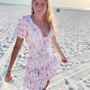 EAT BRUNCH CLUB DRESS. LOVE SHACK FANCY DUPE/LOOKALIKE RUFFLE FLORAL worn once
